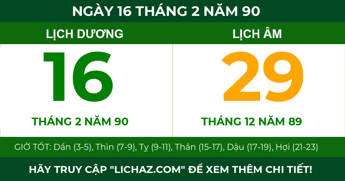 lịch âm ngày 16 tháng 2 năm 90