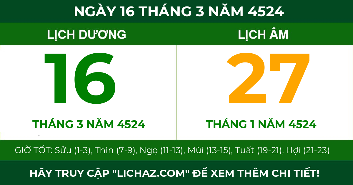lịch âm ngày 16 tháng 3 năm 4524