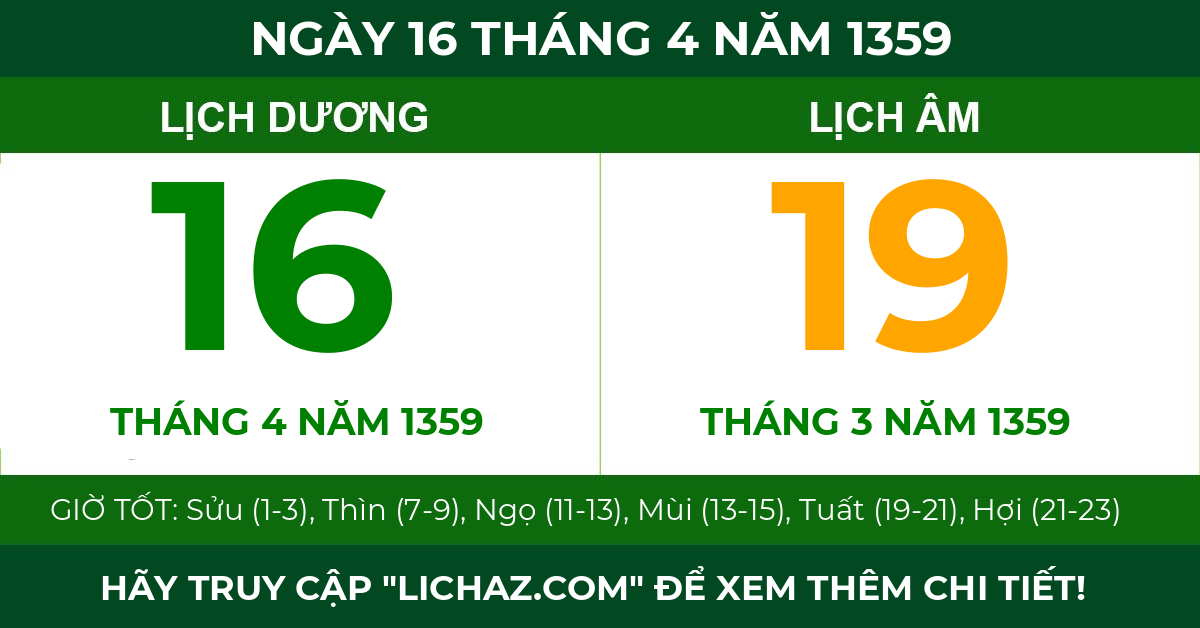 lịch âm ngày 16 tháng 4 năm 1359
