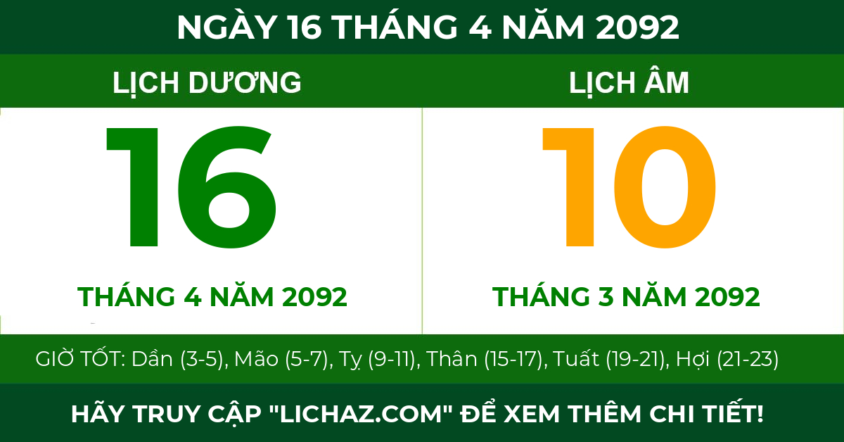 lịch âm ngày 16 tháng 4 năm 2092