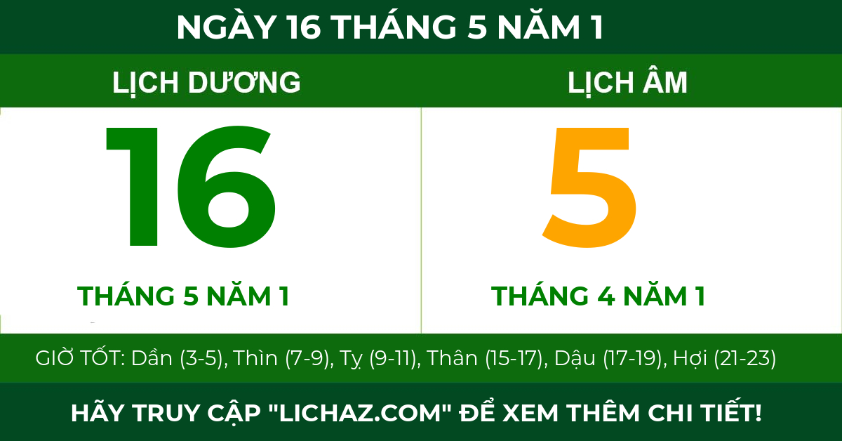 lịch âm ngày 16 tháng 5 năm 1