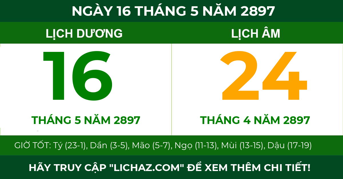 lịch âm ngày 16 tháng 5 năm 2897