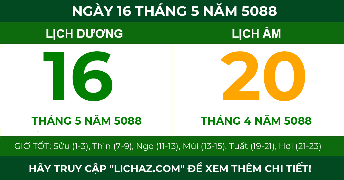 lịch âm ngày 16 tháng 5 năm 5088