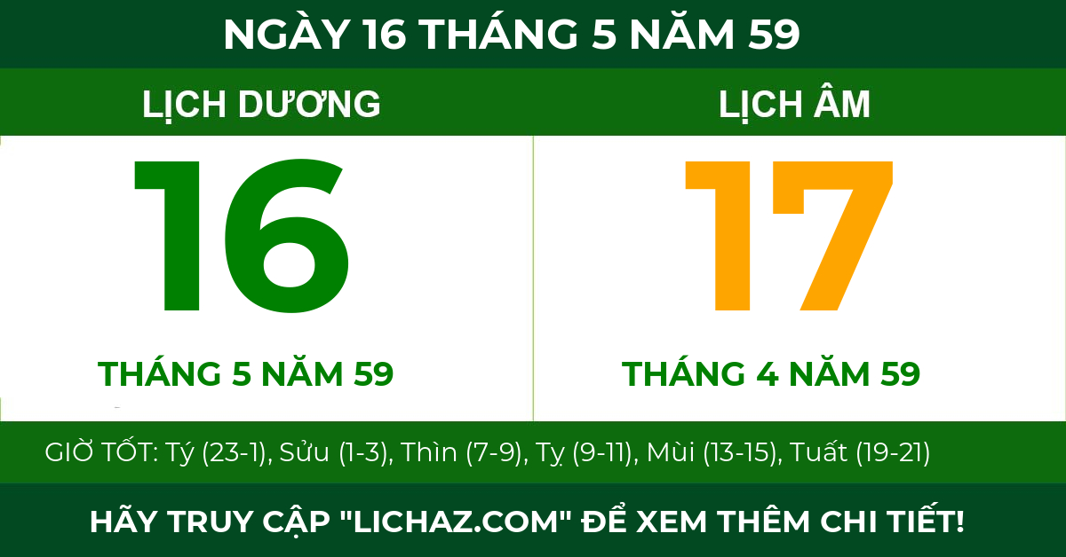 lịch âm ngày 16 tháng 5 năm 59