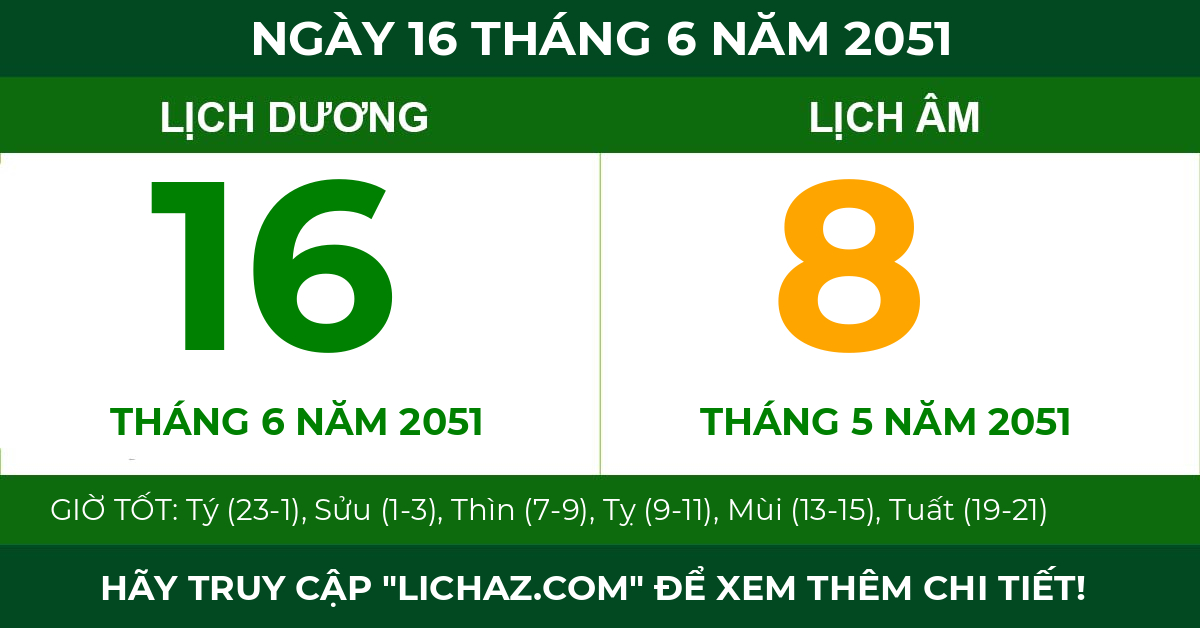 lịch âm ngày 16 tháng 6 năm 2051