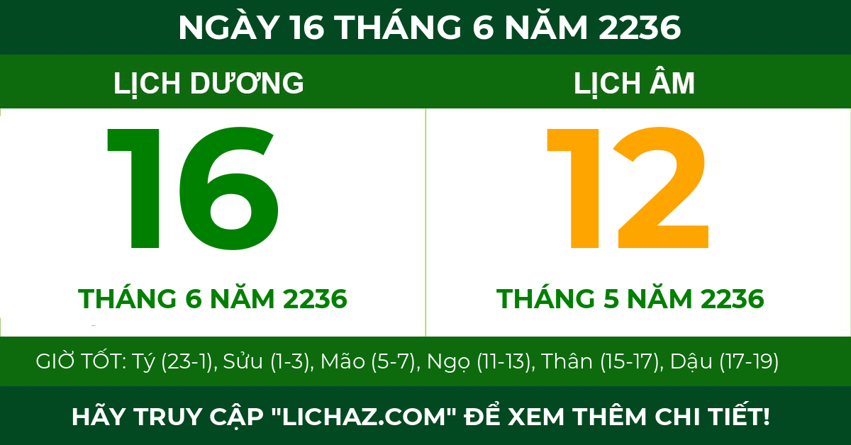 lịch âm ngày 16 tháng 6 năm 2236