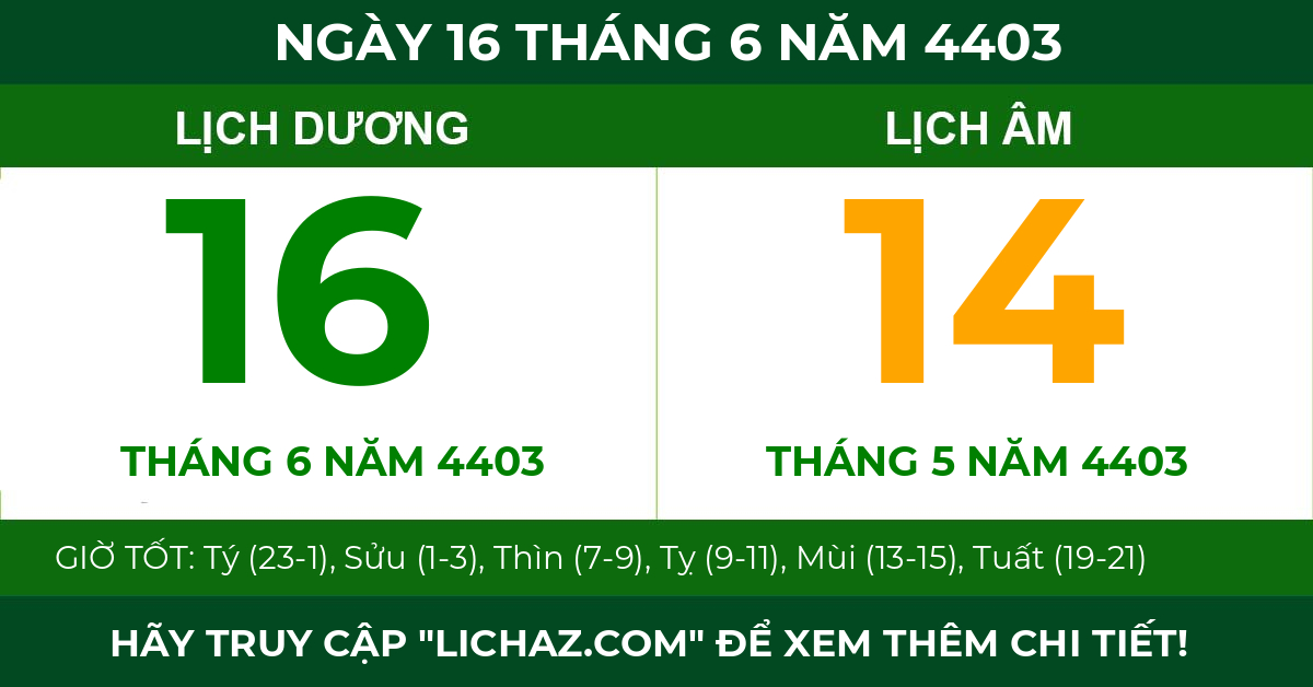 lịch âm ngày 16 tháng 6 năm 4403