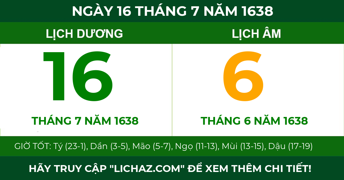 lịch âm ngày 16 tháng 7 năm 1638