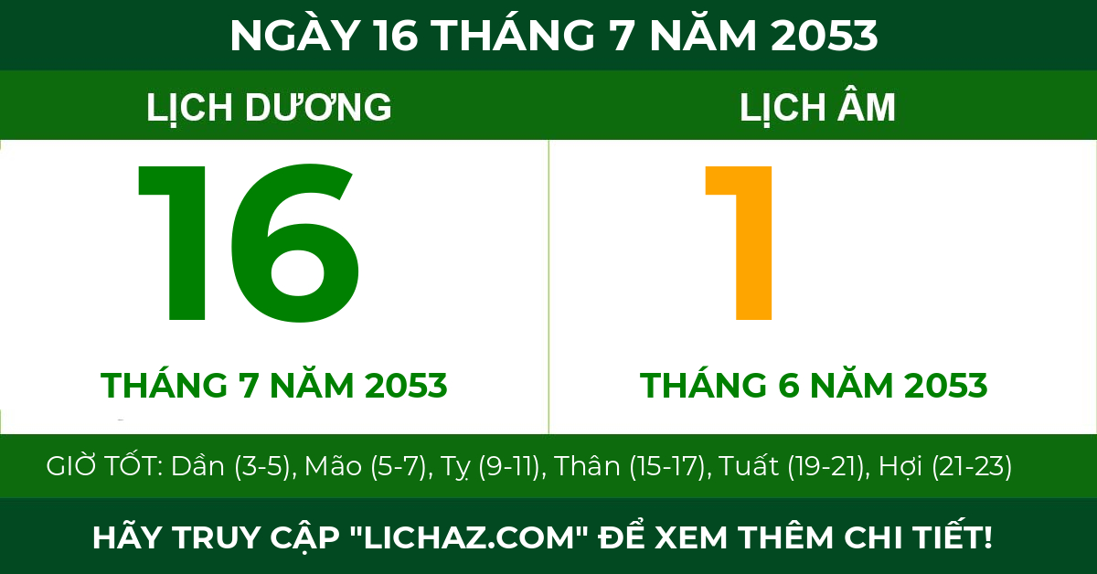 lịch âm ngày 16 tháng 7 năm 2053