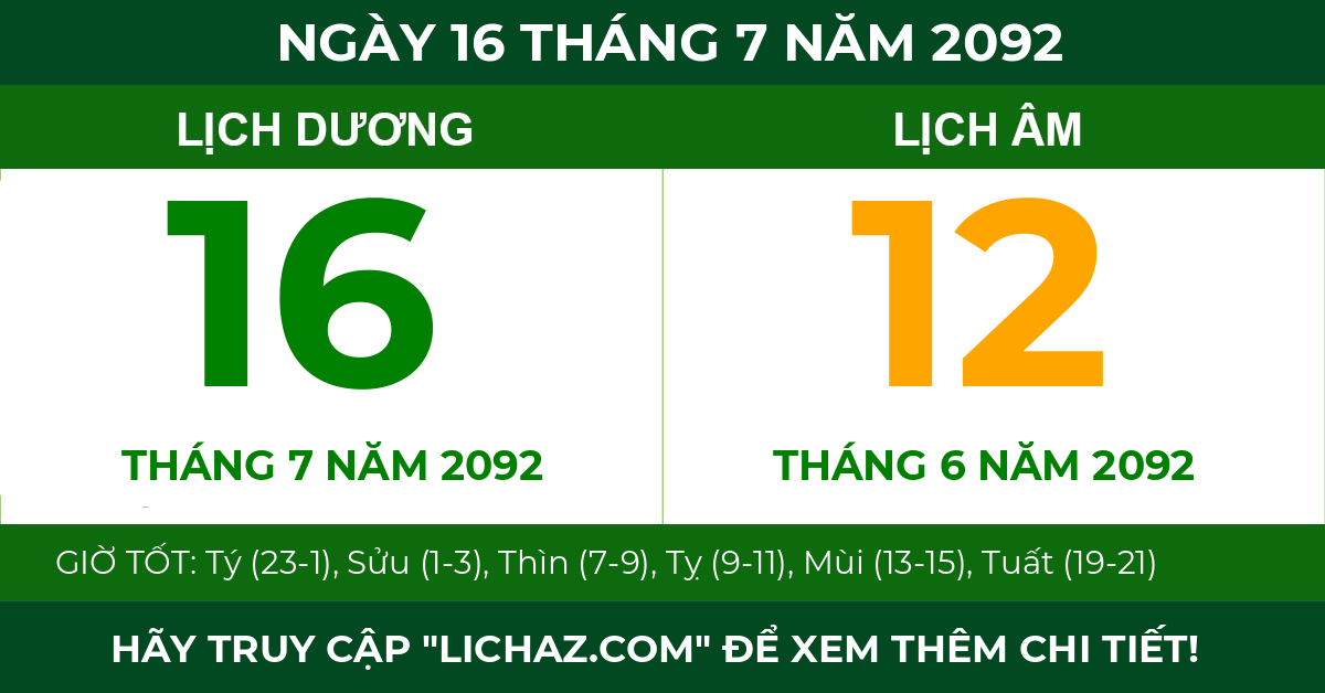lịch âm ngày 16 tháng 7 năm 2092