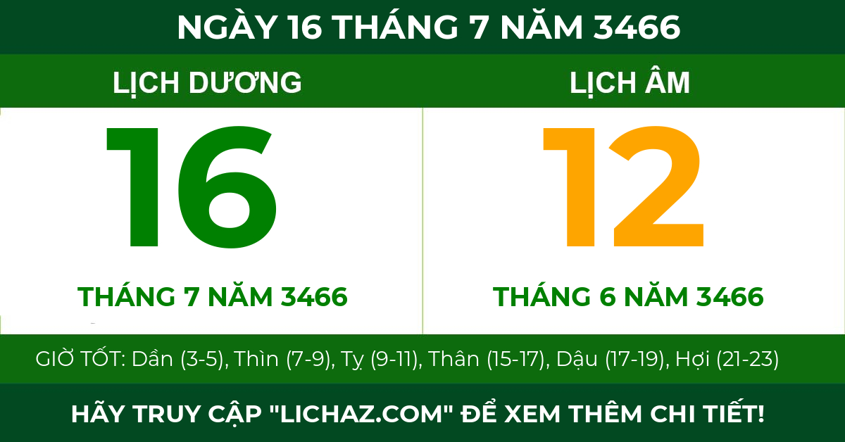 lịch âm ngày 16 tháng 7 năm 3466