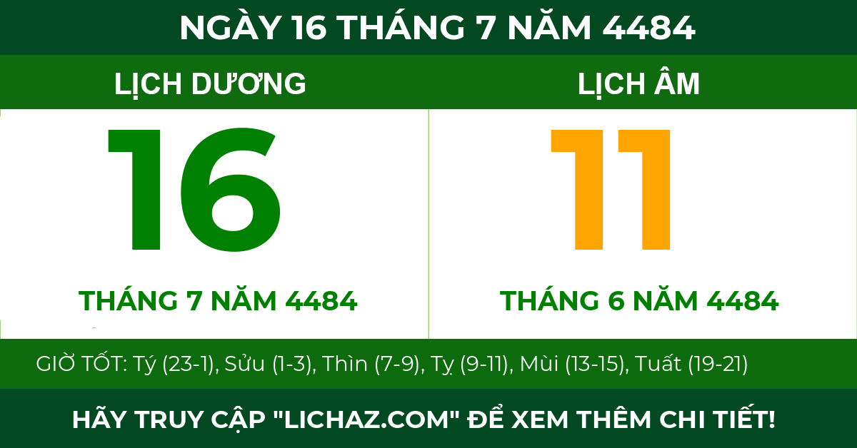 lịch âm ngày 16 tháng 7 năm 4484