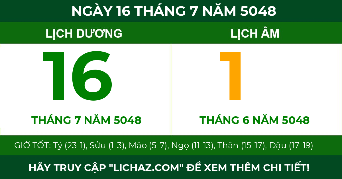 lịch âm ngày 16 tháng 7 năm 5048