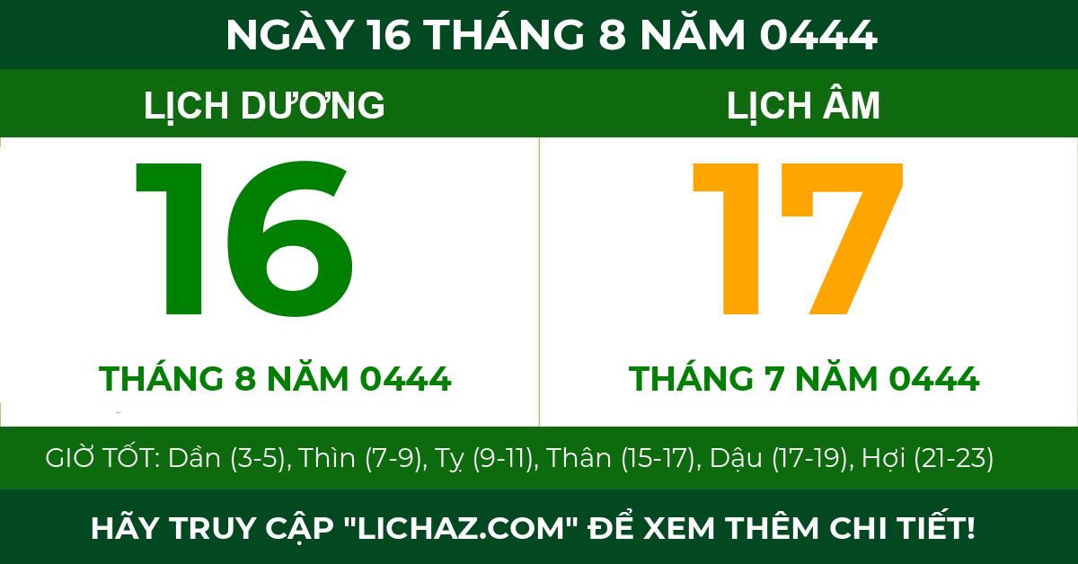lịch âm ngày 16 tháng 8 năm 0444