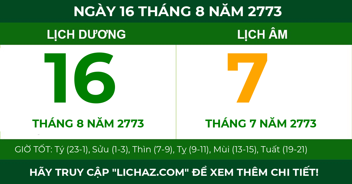 lịch âm ngày 16 tháng 8 năm 2773