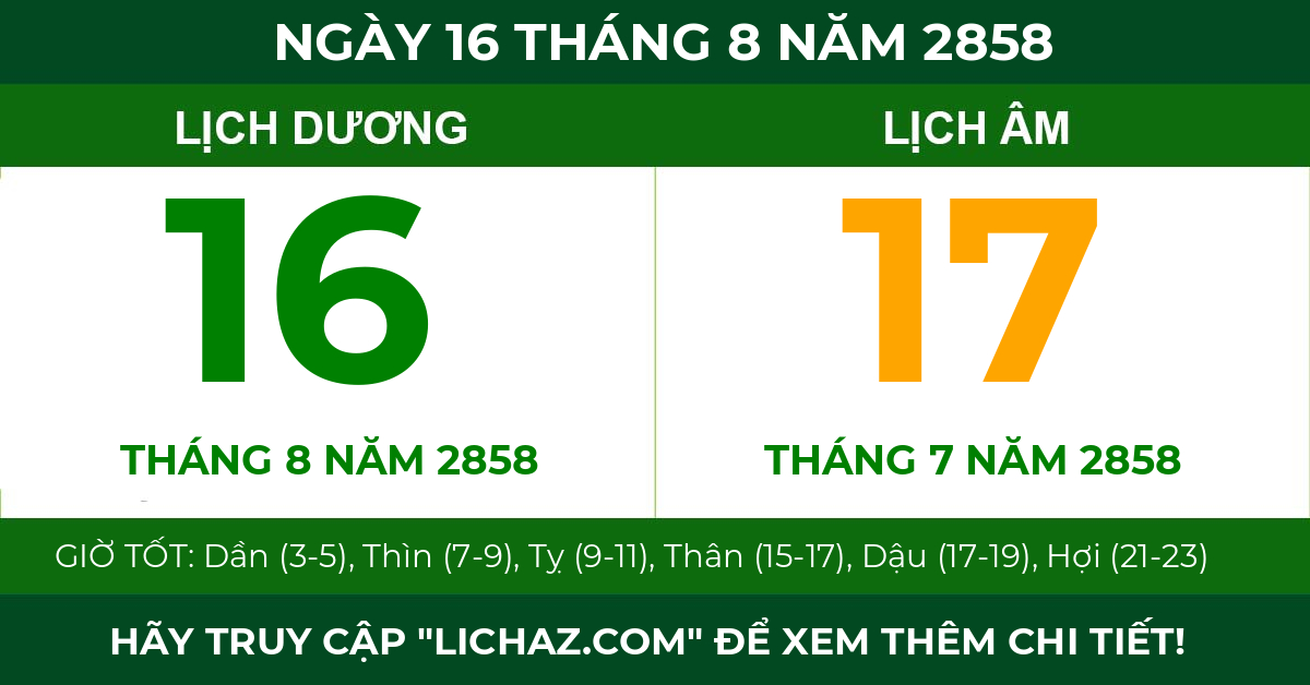 lịch âm ngày 16 tháng 8 năm 2858