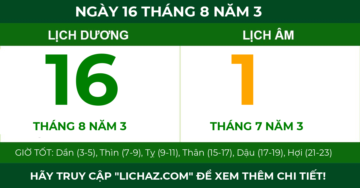 lịch âm ngày 16 tháng 8 năm 3