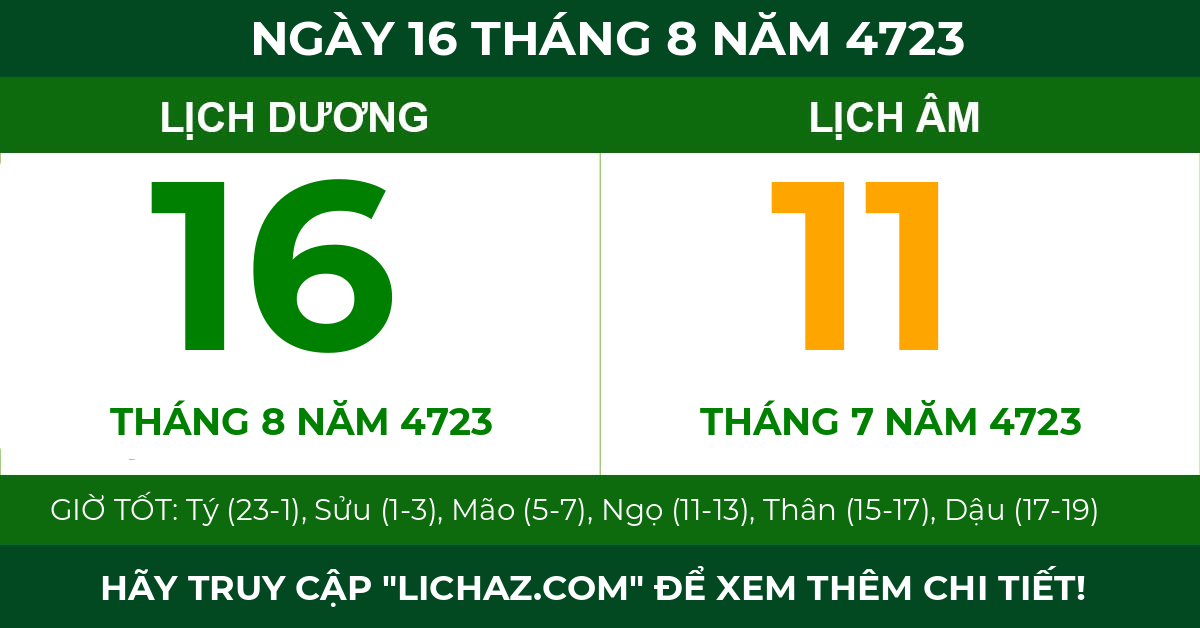 lịch âm ngày 16 tháng 8 năm 4723