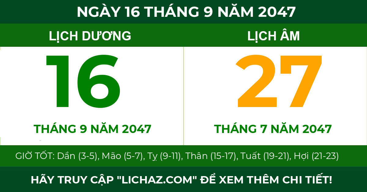 lịch âm ngày 16 tháng 9 năm 2047