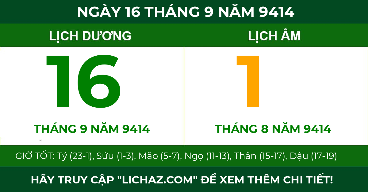 lịch âm ngày 16 tháng 9 năm 9414