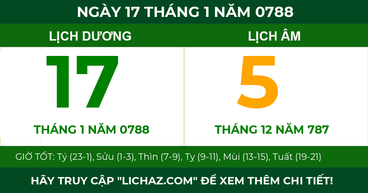 lịch âm ngày 17 tháng 1 năm 0788