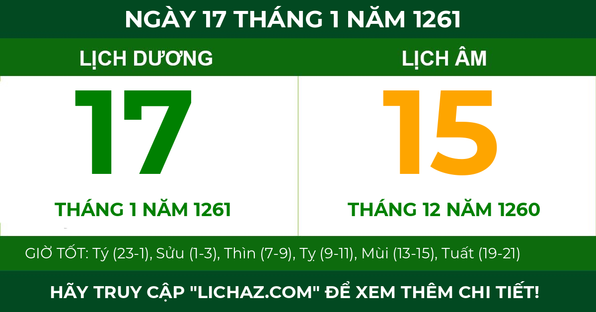 lịch âm ngày 17 tháng 1 năm 1261