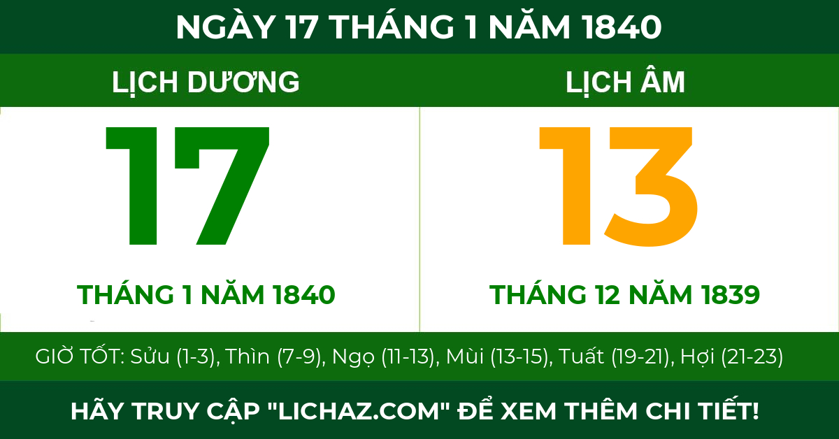 lịch âm ngày 17 tháng 1 năm 1840