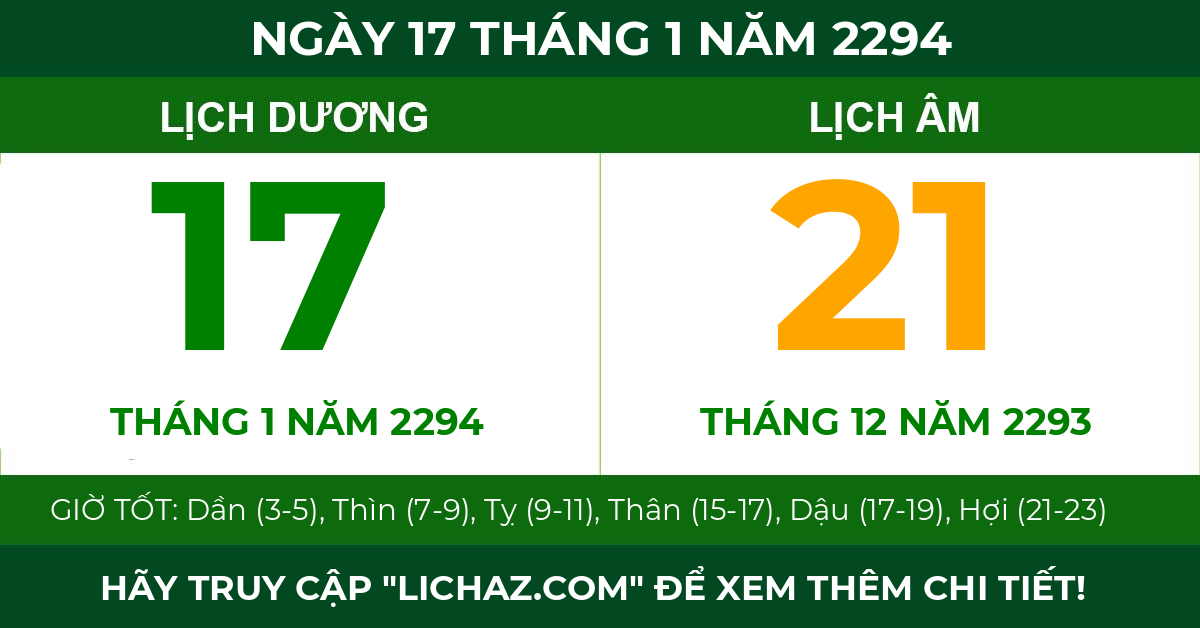 lịch âm ngày 17 tháng 1 năm 2294