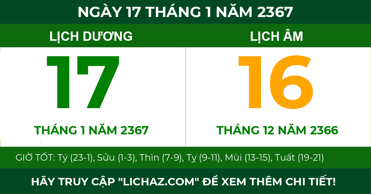 lịch âm ngày 17 tháng 1 năm 2367