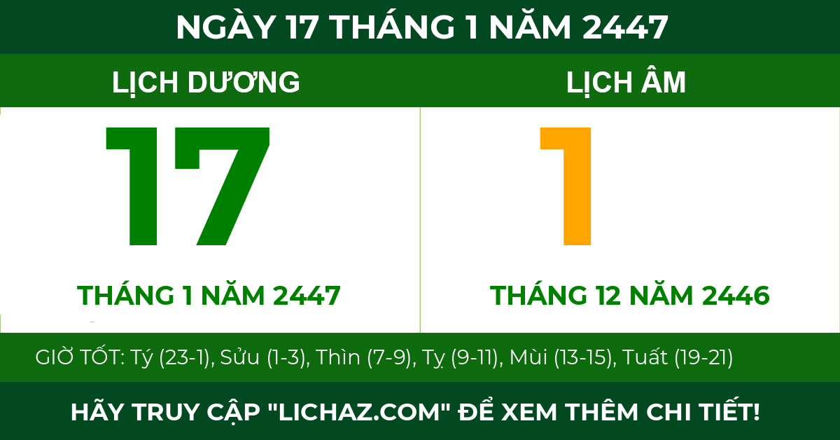lịch âm ngày 17 tháng 1 năm 2447