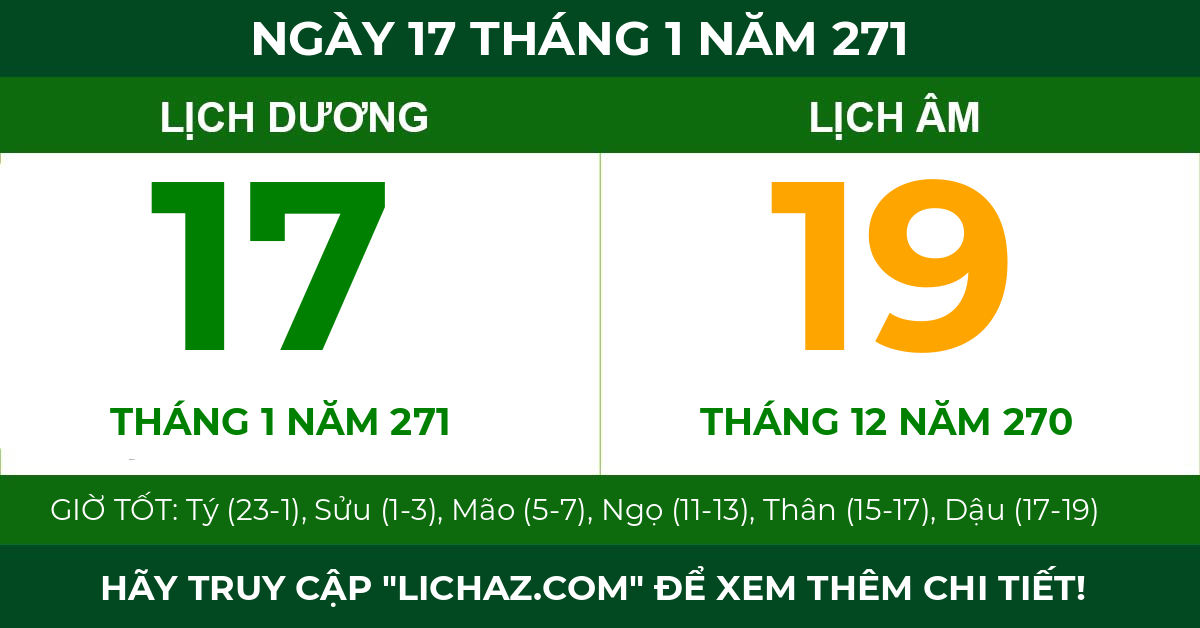 lịch âm ngày 17 tháng 1 năm 271