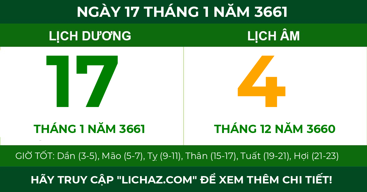 lịch âm ngày 17 tháng 1 năm 3661