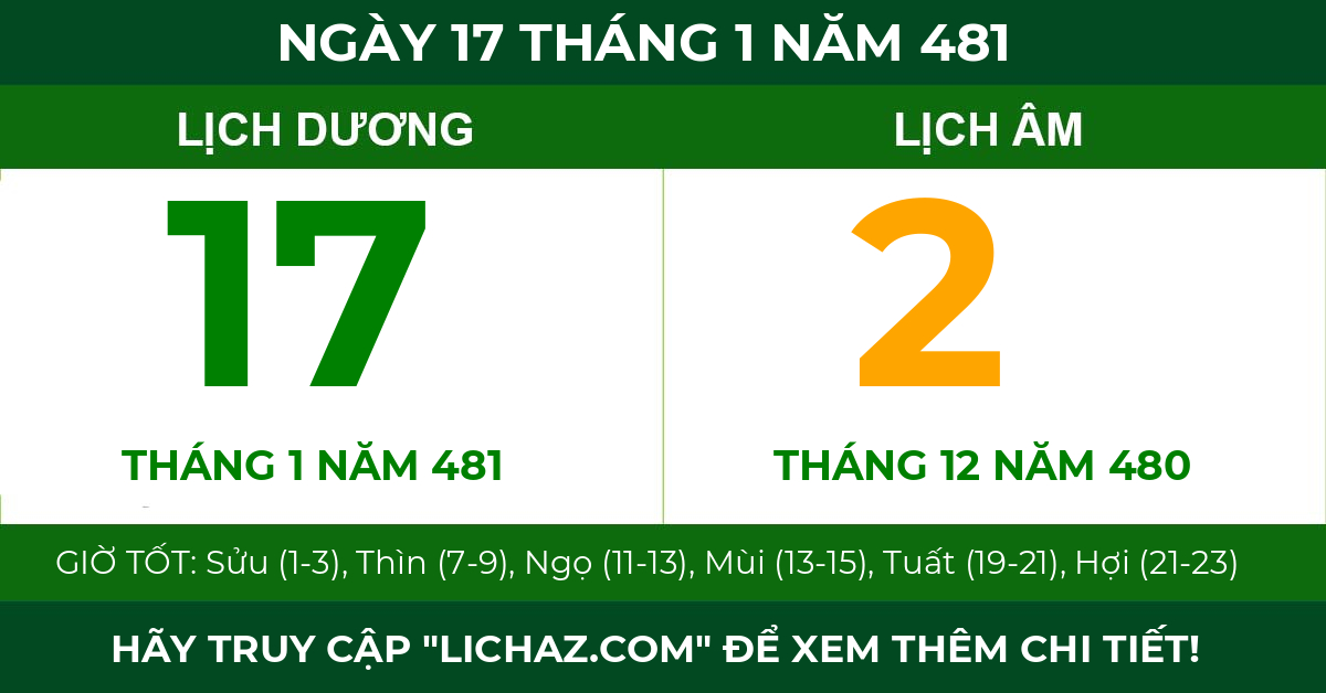 lịch âm ngày 17 tháng 1 năm 481