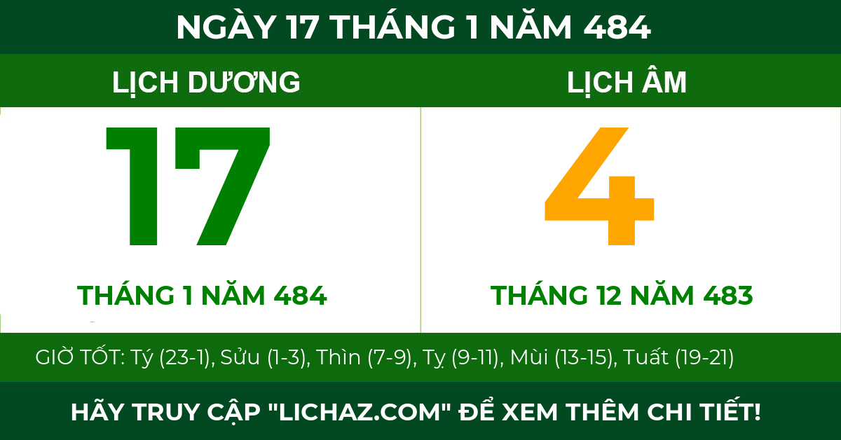 lịch âm ngày 17 tháng 1 năm 484