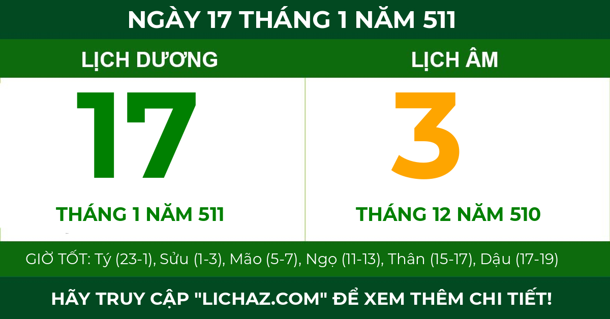 lịch âm ngày 17 tháng 1 năm 511