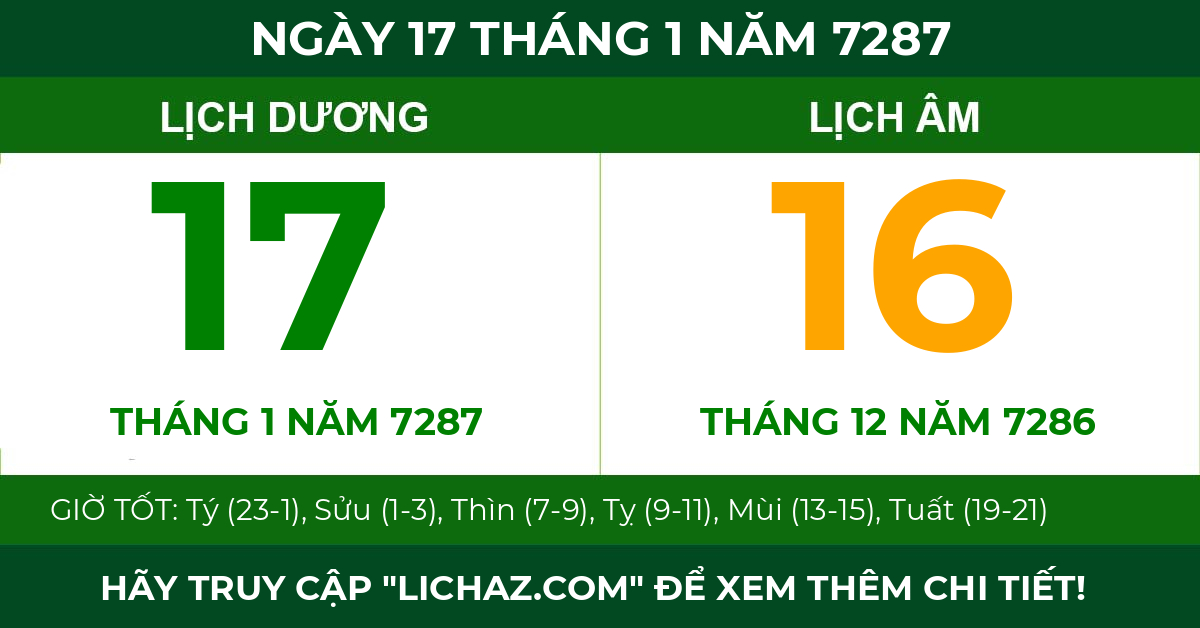 lịch âm ngày 17 tháng 1 năm 7287