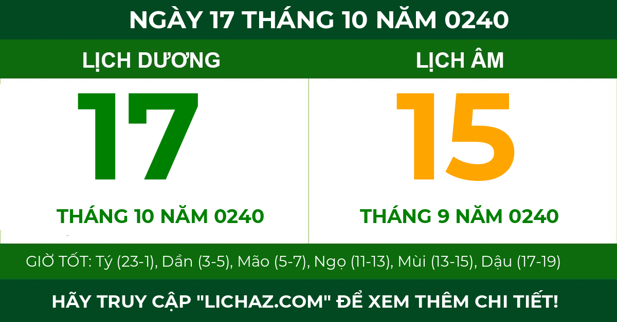lịch âm ngày 17 tháng 10 năm 0240