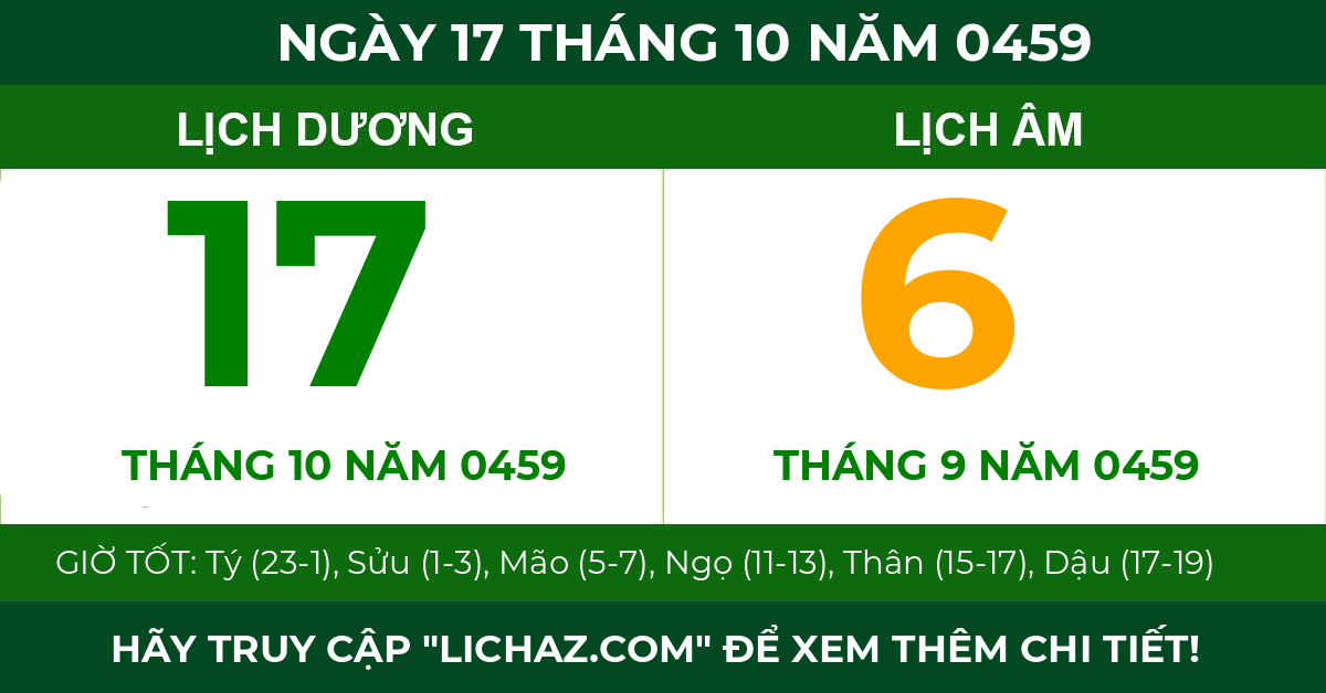 lịch âm ngày 17 tháng 10 năm 0459