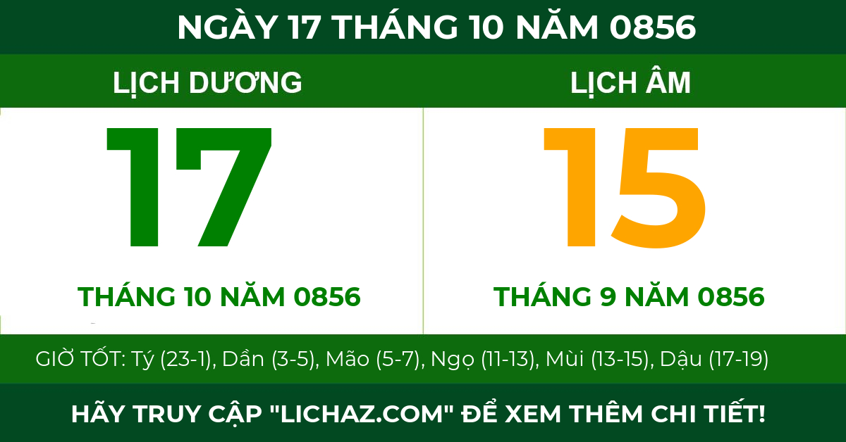 lịch âm ngày 17 tháng 10 năm 0856