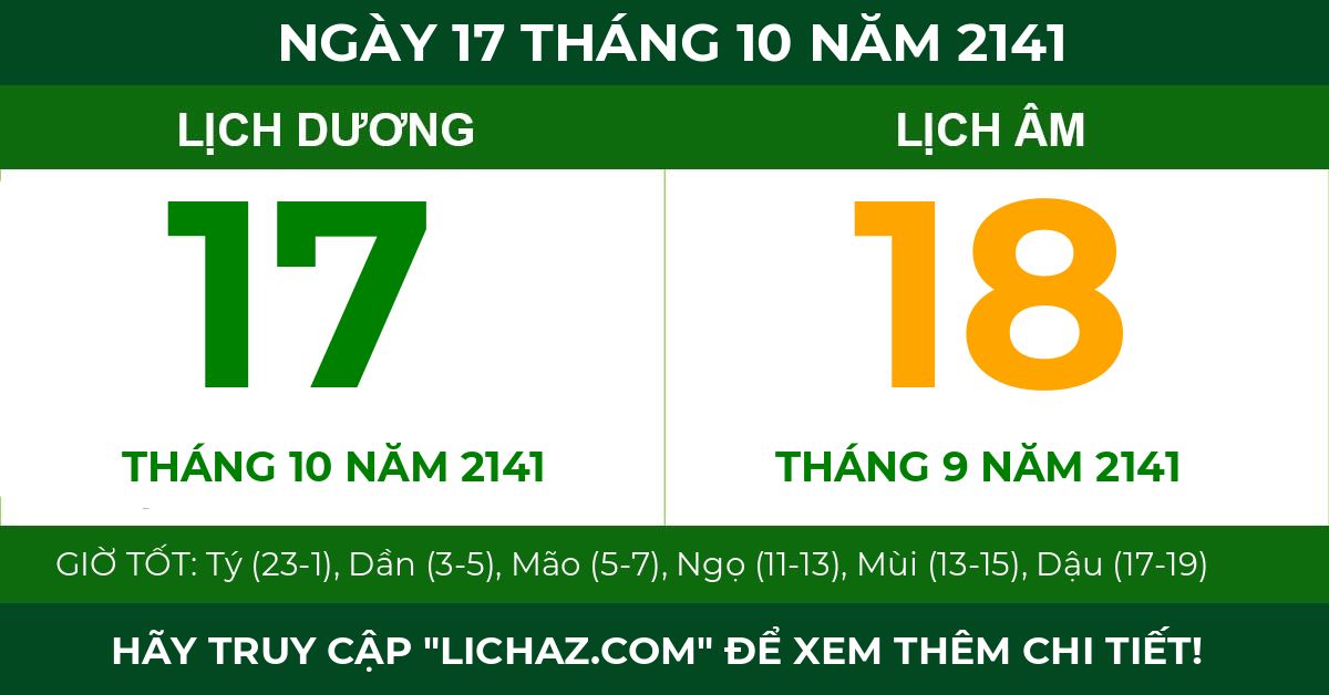 lịch âm ngày 17 tháng 10 năm 2141