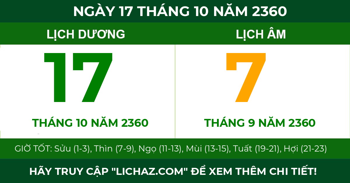 lịch âm ngày 17 tháng 10 năm 2360