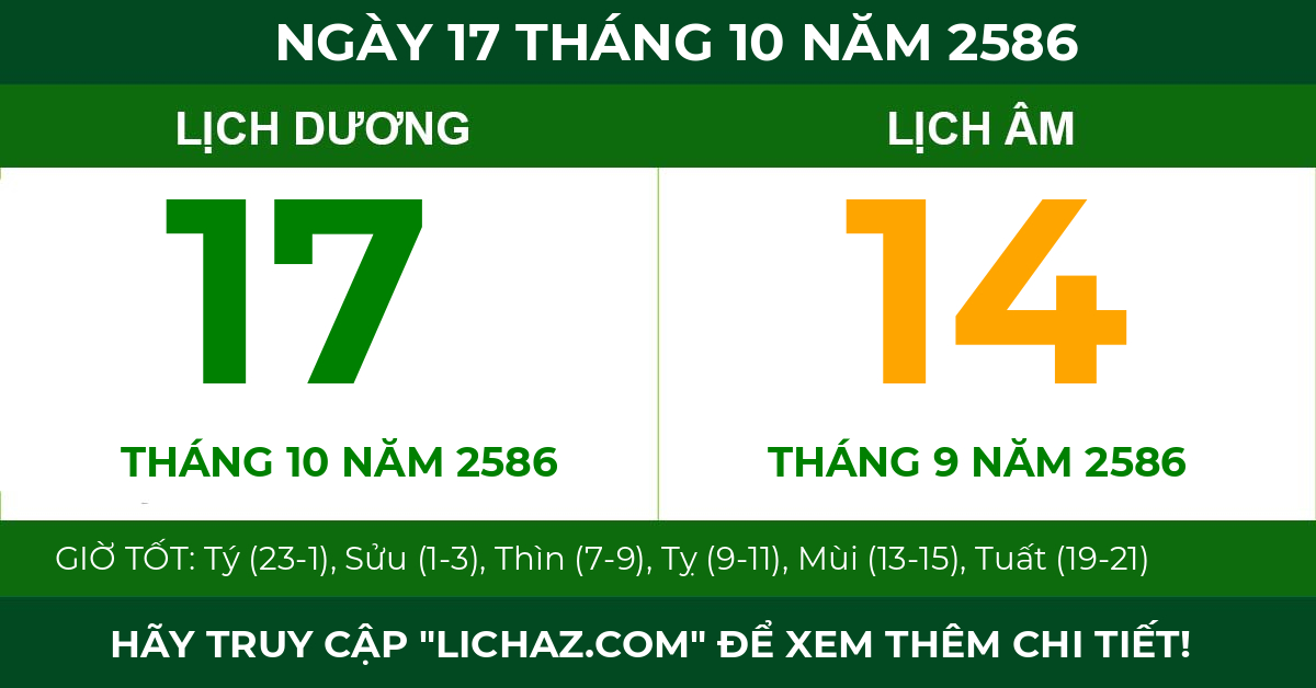 lịch âm ngày 17 tháng 10 năm 2586