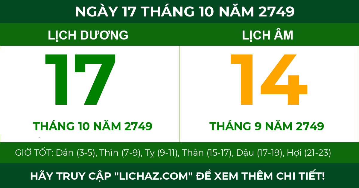 lịch âm ngày 17 tháng 10 năm 2749