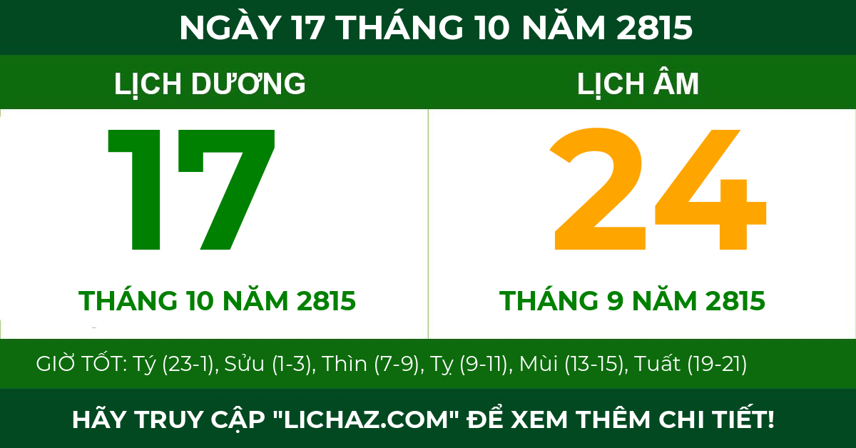 lịch âm ngày 17 tháng 10 năm 2815