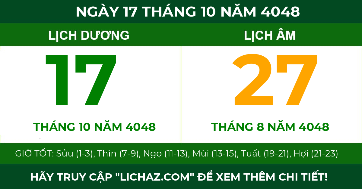 lịch âm ngày 17 tháng 10 năm 4048