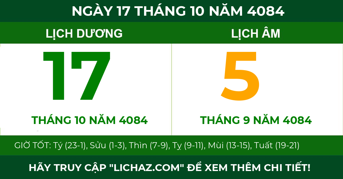 lịch âm ngày 17 tháng 10 năm 4084