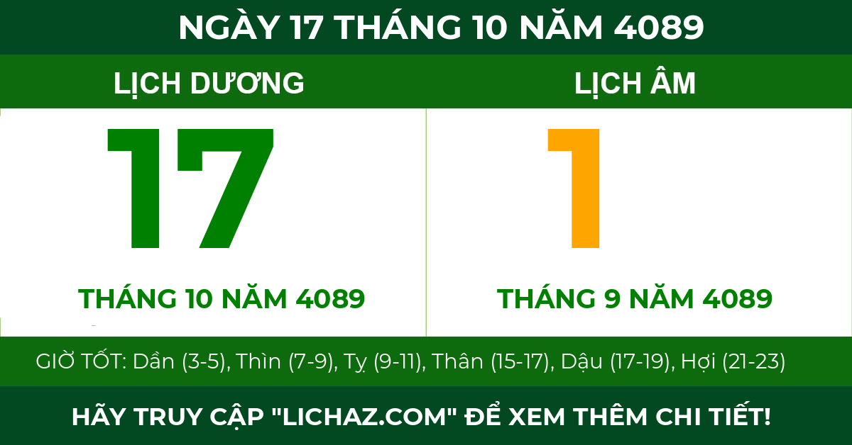 lịch âm ngày 17 tháng 10 năm 4089