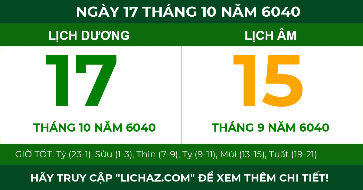 lịch âm ngày 17 tháng 10 năm 6040