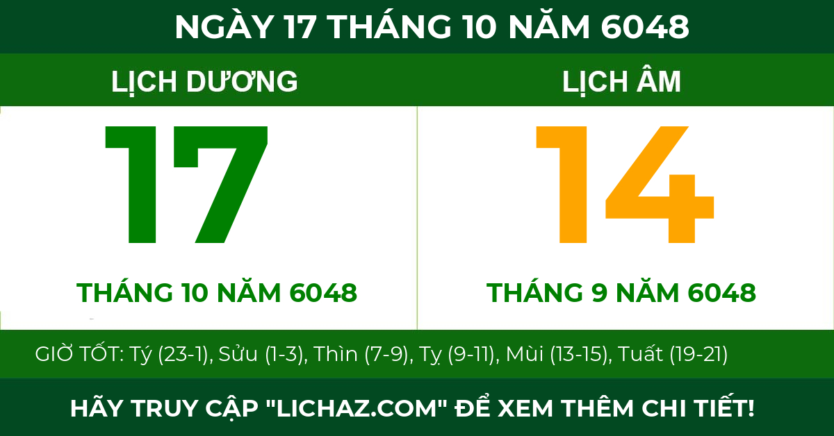 lịch âm ngày 17 tháng 10 năm 6048