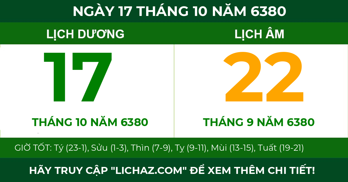 lịch âm ngày 17 tháng 10 năm 6380